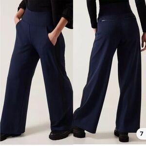 Athleta 2X Venice Wide Leg Pants Navy Blue 0226 Colorblock Travel Active zipper